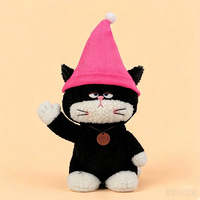 Peluche Chat Paresseux avec Chapeau de Sorcier, Visage Mignon et Triste, Série Guérison, Poupée Chat Fleur, Cadeau Tendance