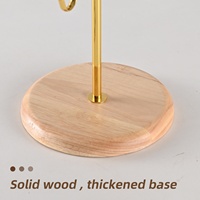 Porte-tasses à café en métal à double niveau Rangement des tasses Arbre Base en bois Porte-tasses décoratif