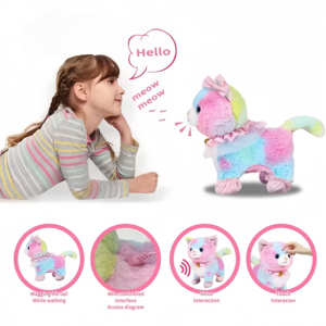 Giocattolo Interattivo Telecomandato a Forma di Gatto, Animale di Peluche Elettronico che Cammina e Miau con Coda Oscillante, Regalo per Bambini - Product Image 3