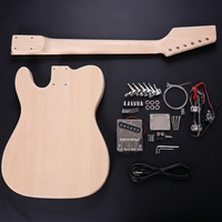 TC DIY Semi-finished Maple Neck Basswood Body Six String Electric Guitar Kits Polished Finish for Music Beginners Professionals
