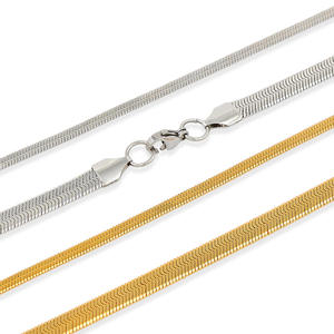 Tagor Simple vent froid en acier inoxydable plat à chevrons serpent os chaîne Ins collier pour <span class=keywords><strong>femme</strong></span> tout assorti lame <span class=keywords><strong>tour</strong></span> <span class=keywords><strong>de</strong></span> <span class=keywords><strong>cou</strong></span> - Product Image 3