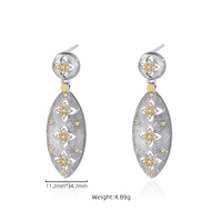 Personnalisé 925 Sterling Silver Dangle Jewelry Cubic Zirconia Pave Two Tone Color Marquise Shape Drop Stud Boucles d'oreilles
