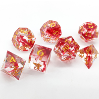 Dés à jouer Feeron Dungeons & Dragons D20 en acrylique, peints à la main, écologiques, 7 pièces, avec des bords tranchants pour un jeu optimal