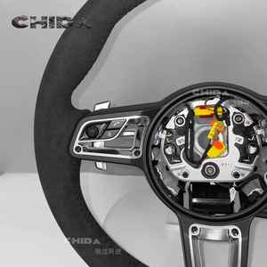 Volant en daim de haute qualité avec bouton <span class=keywords><strong>SC</strong></span> pour <span class=keywords><strong>Porsche</strong></span>, compatible avec Panamera Cayenne Cayman Boxster 718 <span class=keywords><strong>911</strong></span> 992 - Product Image 5