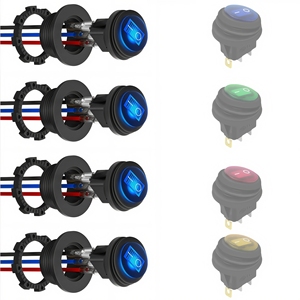 Denizcilik Su Geçirmez Mini Yuvarlak Rocker Anahtarı 20mm, Gövdeli, 3 Pinli 12V Açma Kapama LED'li Işıklı Anahtar, Tekne RV Kamyon Araba için - Product Image 1