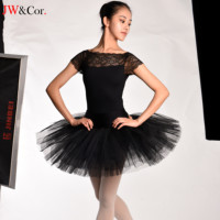 Tutu de danse professionnel 7 couches pour filles, noir, 100 % polyester, pour adultes, entraînement estival