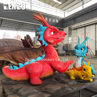 Dragon animatronique de dessin animé populaire de mini dragon coloré d'aéroport à vendre