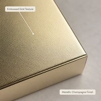 Boîte cadeau rigide avec impression personnalisée pour cadeaux de luxe, finition texturée or métallique, couvercle et base en deux parties, vente en gros directe d'usine