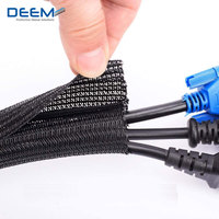 Ignifuge auto-emballage fendu tressé gaine câble PET manchon à fermeture automatique manchons de gestion Kit organisateur
