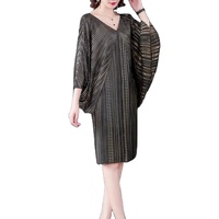 Robe musulmane décontractée de style Miyake, en polyester tissé, lavable, grande taille, plissée, élégante