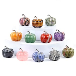 Venta al por mayor de tallados de calabaza [boho] con cristales, atracción de riqueza, piedra decorativa, virutas de piedra en bruto talladas, colección de minerales - Product Image 3
