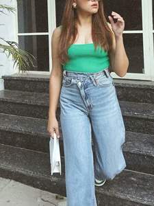 Pantalones vaqueros de pierna ancha de cintura alta para mujer de estilo americano europeo transfronterizo para pantalones cruzados de moda de Año Nuevo de Amazon - Product Image 4