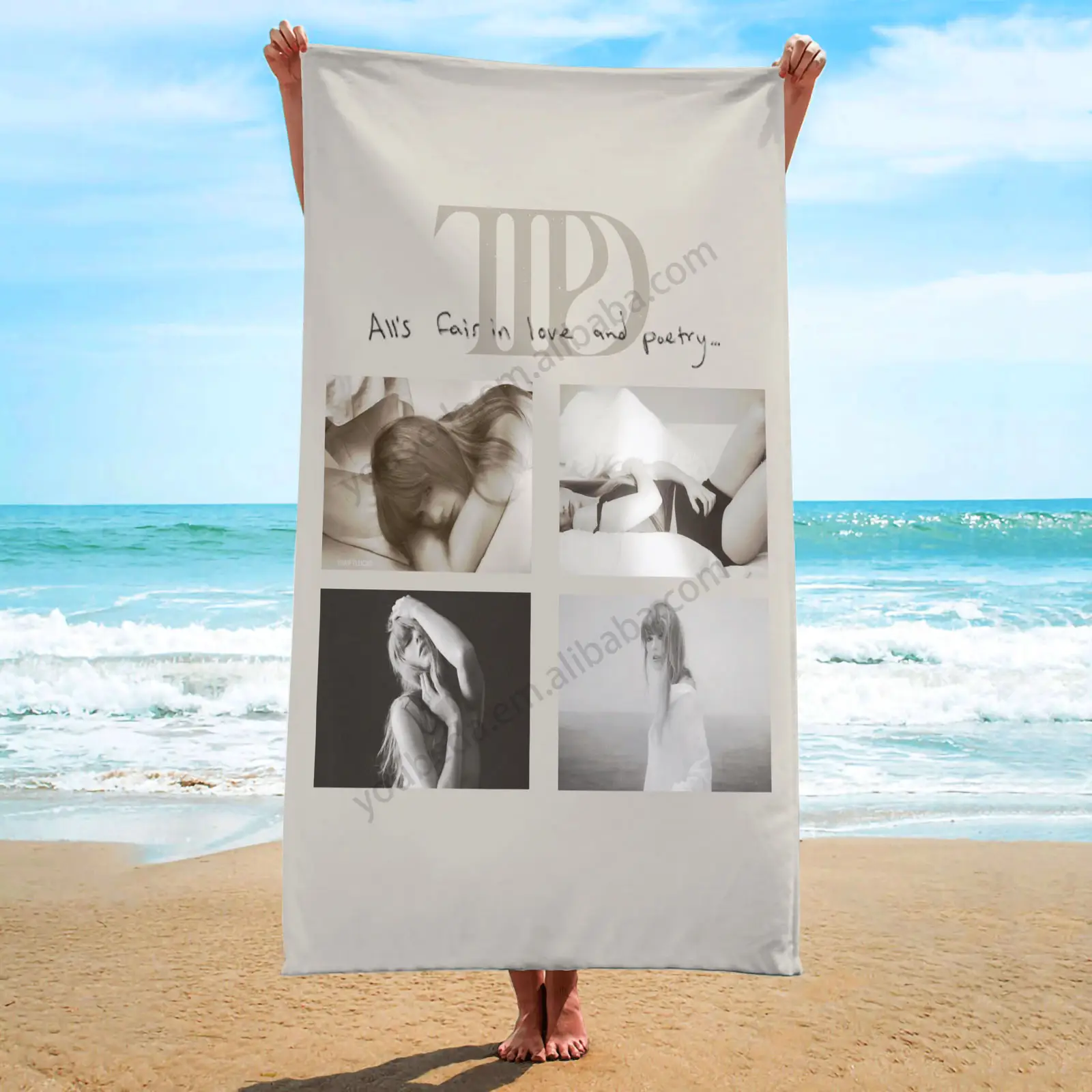 Nieuwste Ontwerp Taylor Swift Nieuw Album Cover Ttpd Custom Zand Gratis Handdoeken Rechthoek Microfiber Strandhanddoeken Met Logo