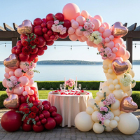 Kit d'arche de ballons en latex rose bordeaux avec cœurs en feuille or rose pour décorations d'anniversaire, Saint-Valentin, fête des Mères, mariage et fond de fête