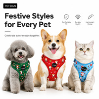 Ensemble de harnais pour chien personnalisé de Noël, collier et laisse de luxe pour chiot, imprimé sur mesure rose Père Noël, accessoires de promenade pour animaux de compagnie