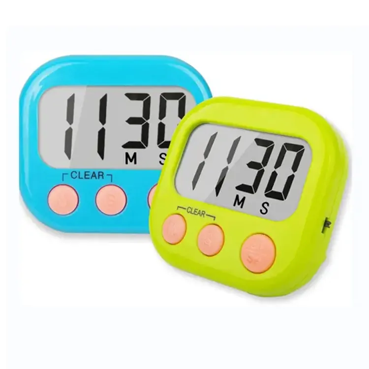 Alarm Timer hitung mundur dapur Digital Lcd, dengan dudukan, Timer dapur praktis, Alarm pengatur waktu memasak