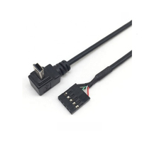 Cable USB 2.0 Mini Personalizado de Ángulo Izquierdo, Macho a Hembra Dupont de 2.54mm y 5 Pines, con Cubierta de PVC y Blindaje Trenzado para Cámaras y Computadoras