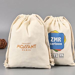Cotton Canvas <b>Draw</b> String Jewellery Bag Small Pouch Acceptable Custom Design Double String Handbag Shoe Dust Drawstring Bags - Product Image 1