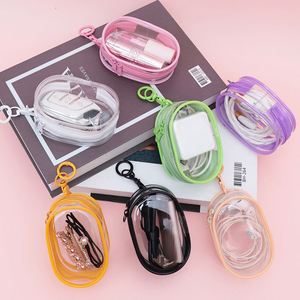 Promotional Fashion Clear PVC Mini Zipper Storage Bag Multi-Purpose Earphone <b>Charger</b> Pouch Organizer Keychain Travel Accessories - Product Image 1
