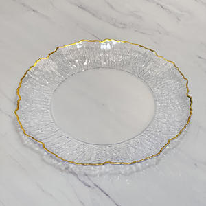 प्लेट्स के तहत 13 इंच का गोल्ड रीफ चार्जर प्लास्टिक वेडिंग सर्विस व्यंजनों के तहत सोने की रिम ऐक्रेलिक प्लेट डिनर चार्जर - Product Image 6
