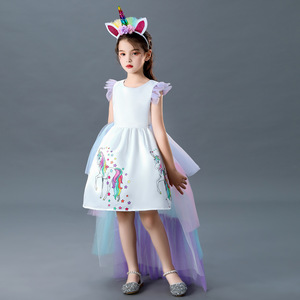 Robes de fête d'anniversaire pour filles MS Girl, robes en tulle tutu, costumes de princesse pour enfants, déguisement d'unicorn avec bandeau - Product Image 2