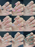 Ongles press-on 3D faits main longue durée, vente directe usine OEM/ODM, ensemble d'ongles amovibles personnalisés haut de gamme pour mariage