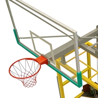 But de football et panier de basket combinés 2 en 1, structure en aluminium fixée au sol, équipement sportif pour terrain de jeu multifonctionnel