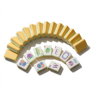 Juego <span class=keywords><strong>de</strong></span> Mahjong Americano <span class=keywords><strong>de</strong></span> 160 Fichas, Color Amarillo Claro, <span class=keywords><strong>de</strong></span> Melamina, para 4 Jugadores, Juego Familiar, Portátil para Viajes, Regalo <span class=keywords><strong>de</strong></span> Lujo - Product Image 6