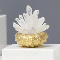 Sculpture décorative de luxe en cristal et or avec base en marbre ornement de table moderne pour salon bureau décor à la maison