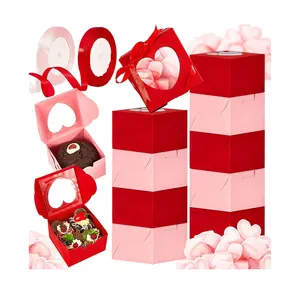 4 x 4 x 2.5 इंच कस्टम पैकेजिंग बॉक्स कुकी कैंडी बॉक्स उपहार देने के लिए वैलेंटाइन्स कुकी बॉक्स