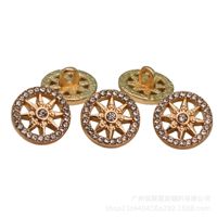 18MM 20MM 22MM 24MM 25MM Kancing Logam Vintage Berbentuk Lingkaran dengan Motif Bunga, Warna Emas dan Perak, untuk Pakaian, Kancing Jahit Logam