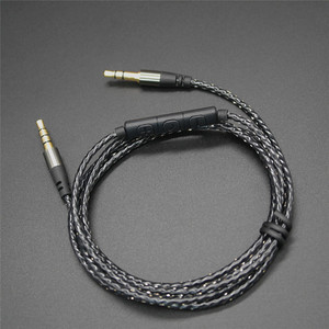 Aux <b>Audio</b> <b>Cable</b> 3.5mm Male To Male 1 Meter Braided Black With Mic And Control For Car <b>Audio</b> <b>Digital</b> Devices - Product Image 1