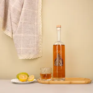750ml cổ dài ARIZONA Flint Bar Top tinh thần chai Vodka Whisky Ice Wine Glass rượu chai với nút chai hàng đầu