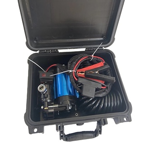 CARTMAN 12V Dual Cylinder Air Compressor - Heavy Duty Portable Tire Inflator With LED Light