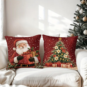 Christmas throw pillows featuring Santa snowman tree sleigh gifts for festive holiday decor - Product Image 3