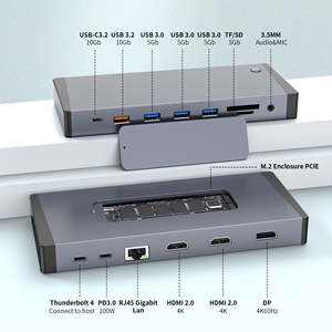 15-in-1 <span class=keywords><strong>Thunderbolt</strong></span> 4 Docking Station | kép 4k hiển thị HDTV/DP, 10gbps USB, 100W PD, M.2 NVMe SSD, SD/TF, Gigabit LAN, âm thanh - Product Image 3