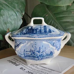 Juego de Taza y Platillo de Cerámica Azul Estilo Castillo Británico Vintage, Porcelana Ecológica que Mantiene las Bebidas Calientes/Frías - Product Image 4