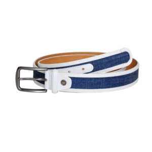 Ceinture en cuir blanc et bleu pour homme Swindon - Product Image 1
