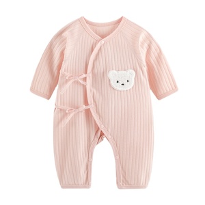 Pagliaccetto per <span class=keywords><strong>neonato</strong></span> con bottone a scatto, design a forma di orso, tinta unita, a righe, 100%, manica lunga, pagliaccetto per bambini - Product Image 4