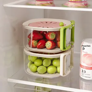 Cesta de drenaje de plástico de doble capa 2 en 1, <span class=keywords><strong>escurridor</strong></span> de frutas, contenedor multifuncional, colador de alimentos, organizador de tapas estilo nórdico - Product Image 3