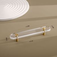 Poignée en laiton massif avec barres en acrylique transparentes, poignée longue en T pour portes d'armoires et tiroirs, quincaillerie de mobilier