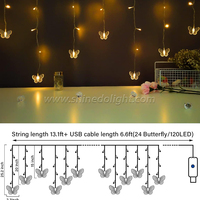 Hot LED Noël papillon guirlandes lumineuses Chambre fond cadeau d'anniversaire intérieur guirlande rideaux lumières