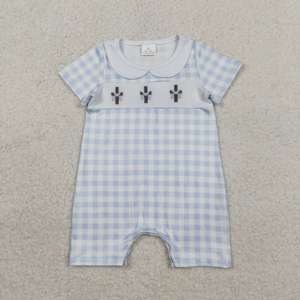 BLP1408 rts Boutique Ensemble de vêtements pour bébé garçon avec broderie de chiot bleu, tenues d'été, ensemble en gros - Product Image 3