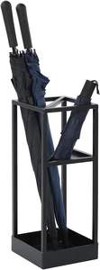 Moderno <span class=keywords><strong>Rettangolare</strong></span> in metallo nero opaco Freestanding <span class=keywords><strong>portaombrelli</strong></span> o porta porta canna con mensola per ombrelli piccoli - Product Image 2