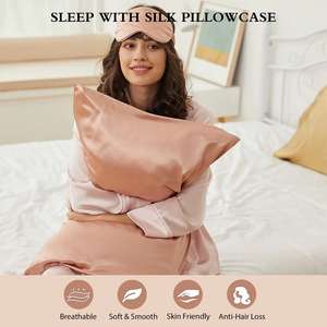 럭셔리 뽕나무 실크 베개 커버 수면 안대 발렌타인 데이 블라인드 세트 3종 실크 베갯잇 실크 스크런치 여성용 - Product Image 4