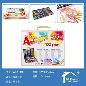 Set artistico di 150 pezzi 10 Per scatola con astuccio in legno matite colorate Per progetti creativi di disegno e scrittura - Product Image 1