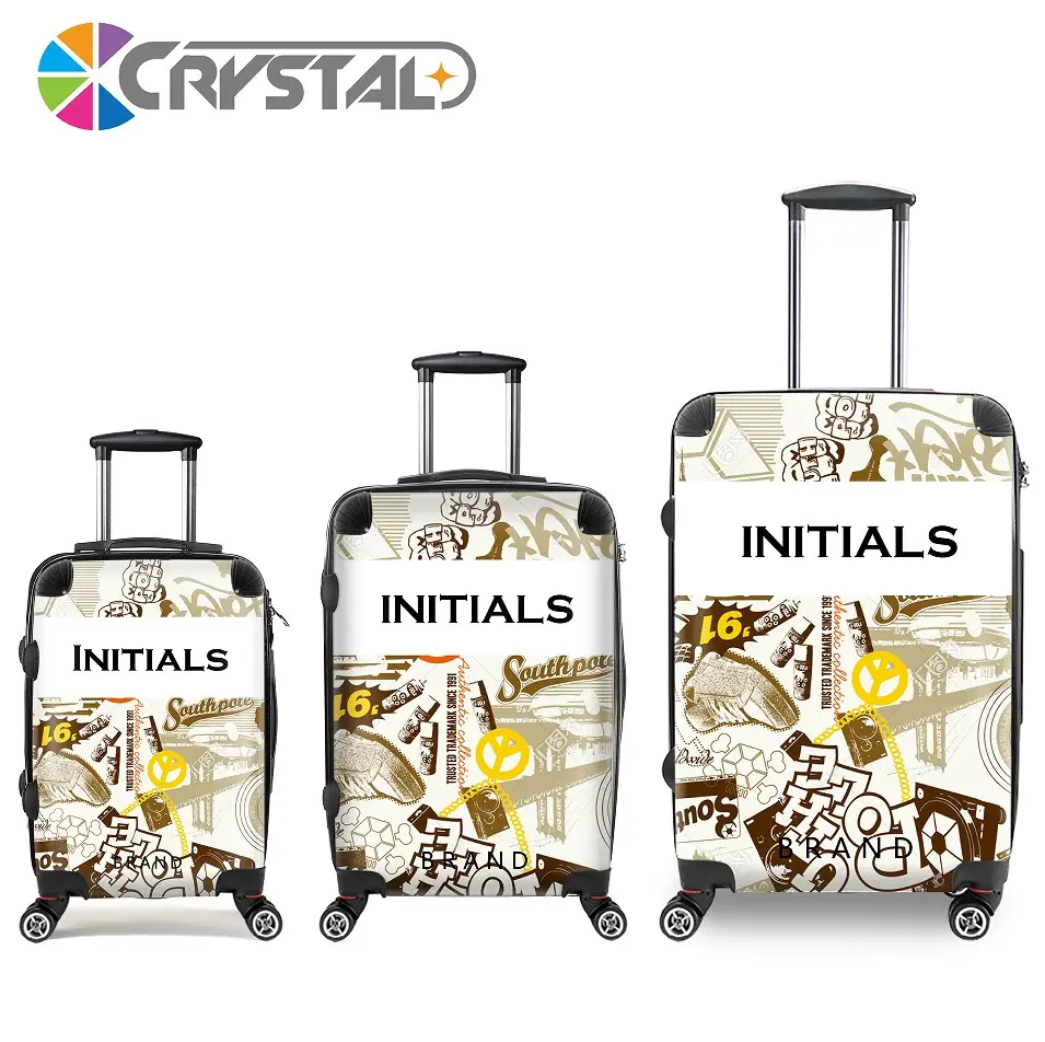 Meest Populaire Aangepaste Uw Eigen Logo Print Trolley Bagage Transparant Clear Merk Uw Ontwerp Handbagage