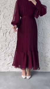 2023 femmes musulmanes Robe de soirée Abaya dubaï femmes caftans soirée robes plissées <span class=keywords><strong>maroc</strong></span> Islam Robe Femme Musulmane Vestidos - Product Image 2