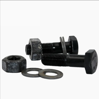 Set baut kepala segi enam HDG hitam GB/T1228 ASTM A325 A490 ukuran M16 M20 termasuk mur segi enam dan ring datar kombinasi baut