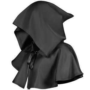 Cape courte à capuche multicolore avec lacets, style médiéval rétro, accessoires de scène pour Halloween - Product Image 2